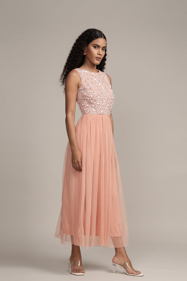 Lace & Beads Hazel Blush Pink Bridesmaid Dress