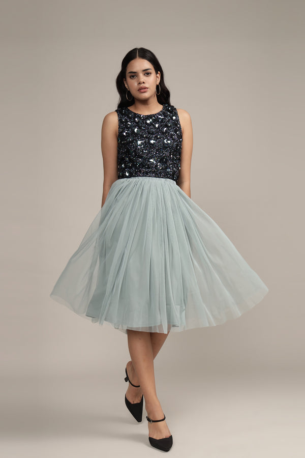 Lace & Beads Hazel Top In Black Iridescent