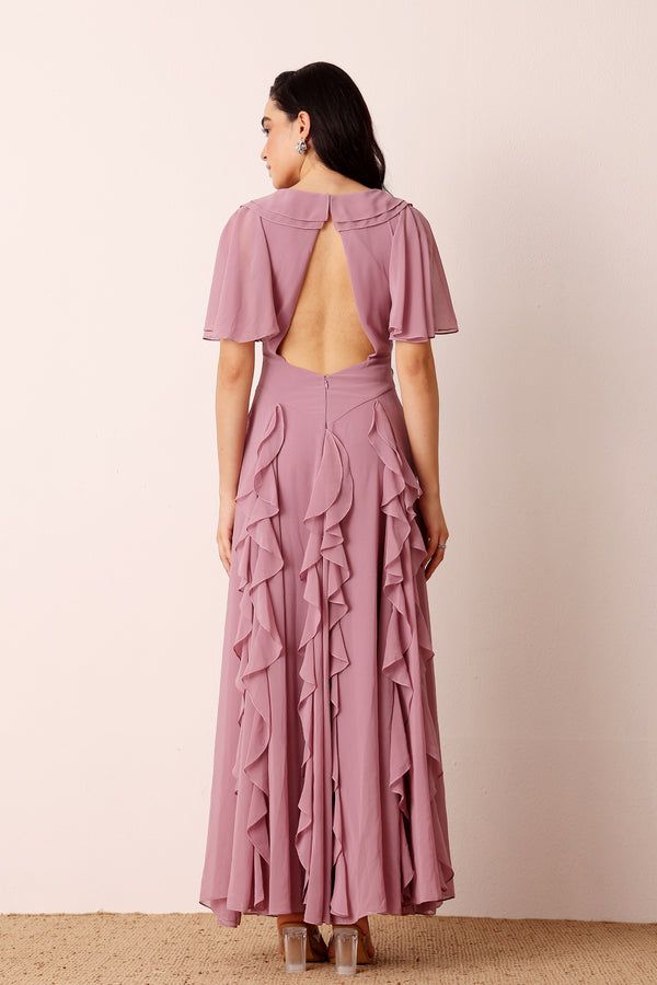 Lace & Beads Hertia Maxi Dress In Dusty Lilac