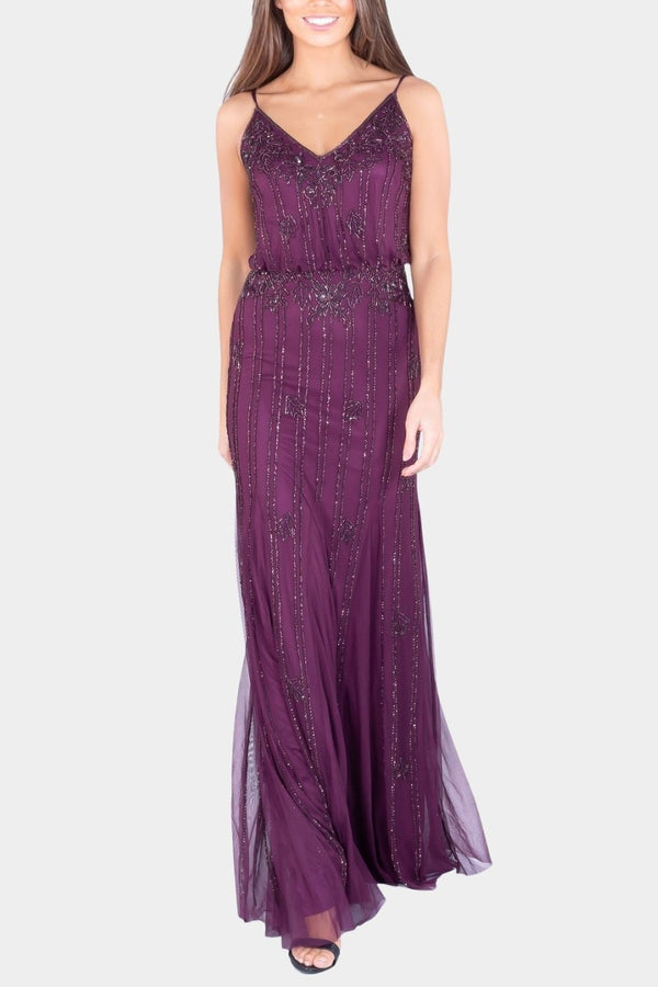 lace & beads Keeva Burgundy Bridesmaid Maxi Dress