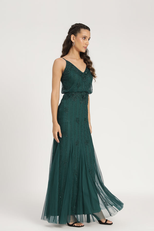 Lace & Beads Keeva Green Bridesmaid Dress