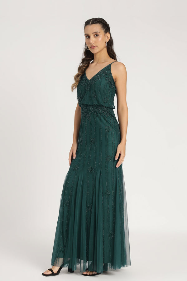 Lace & Beads Keeva Green Bridesmaid Dress