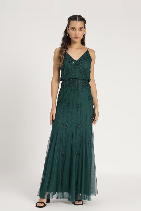 lace & beads Keeva Green Bridesmaid Dress