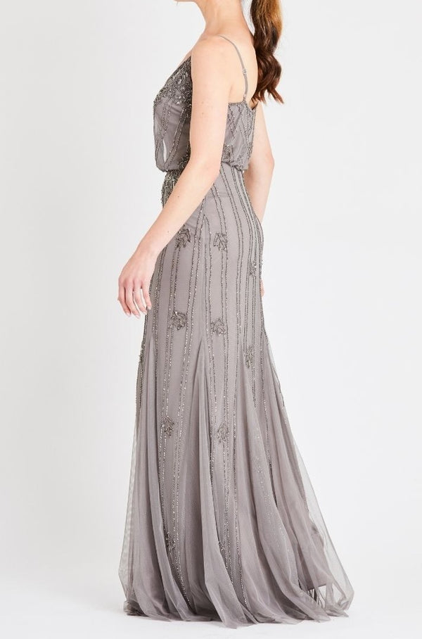 Lace & Beads Keeva Grey Bridesmaid Maxi Dress