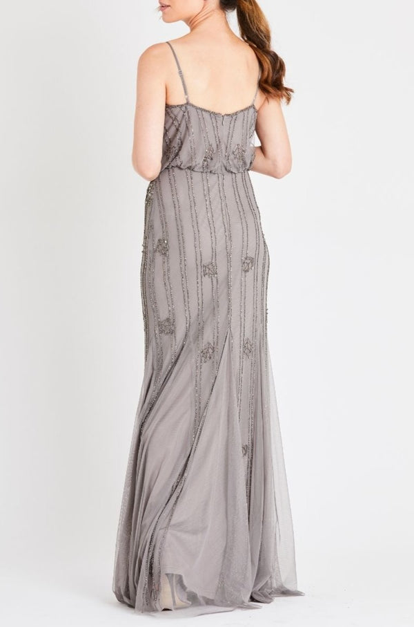 Lace & Beads Keeva Grey Bridesmaid Maxi Dress