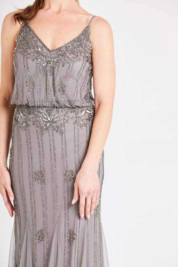 lace & beads Keeva Grey Bridesmaid Maxi Dress
