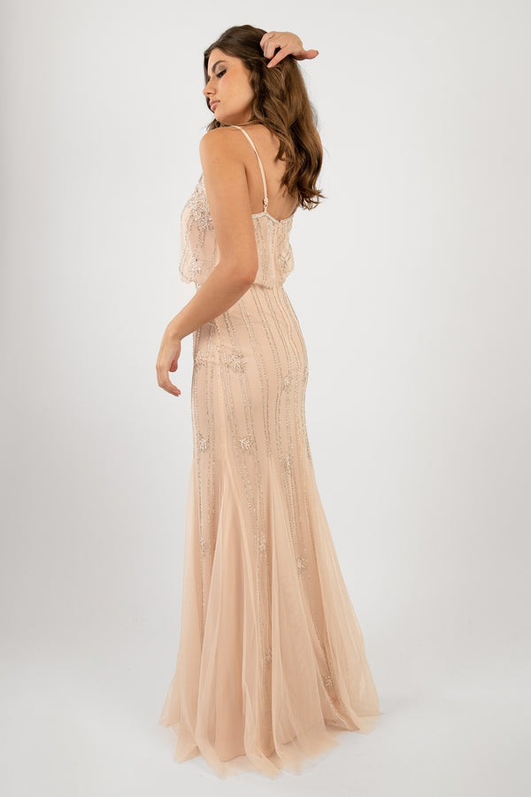 Lace & Beads Keeva Nude Blush Bridesmaid Dress