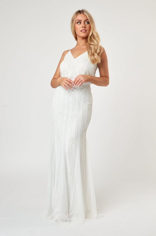 lace & beads Keeva Wedding Dress in White