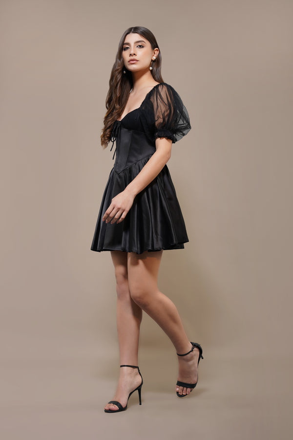 Lace & Beads Keila Mini Dress In Black