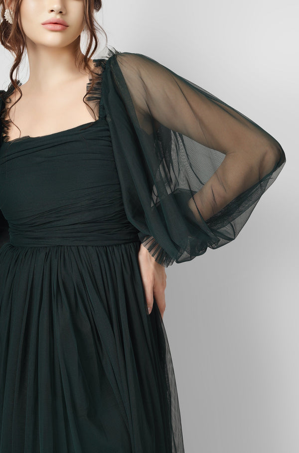 Lace & Beads Lana Emerald Green Tulle Dress