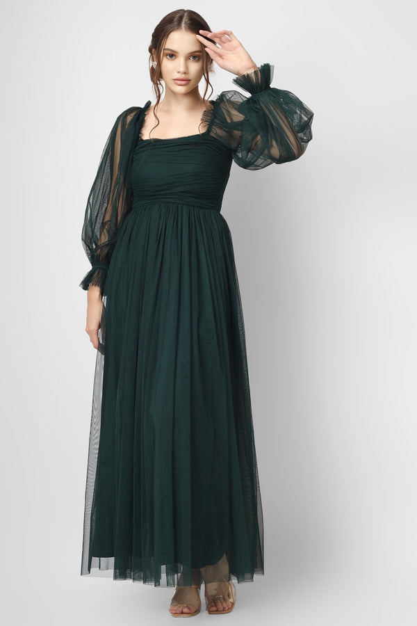 lace & beads Lana Emerald Green Tulle Dress