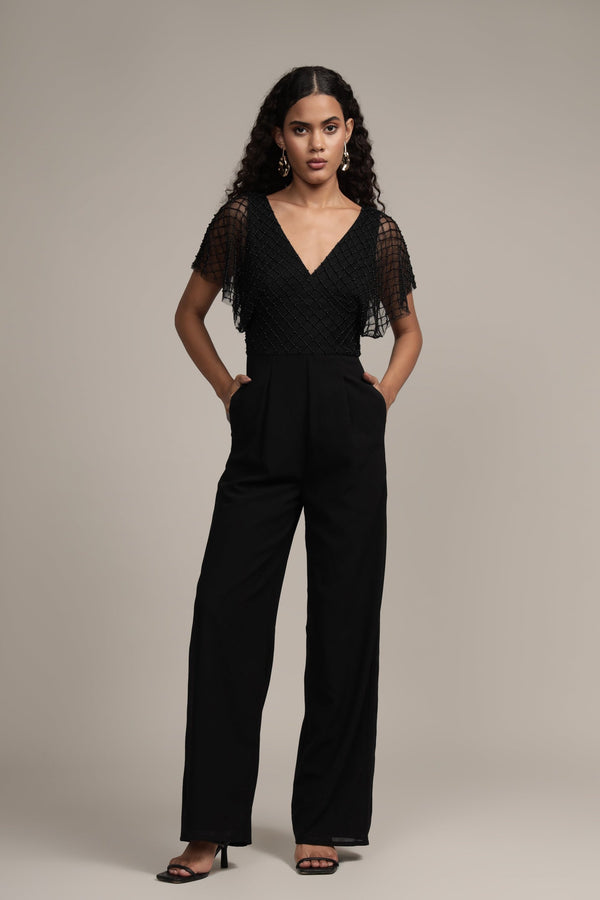 Lace & Beads Laura Jumpsuit In Black