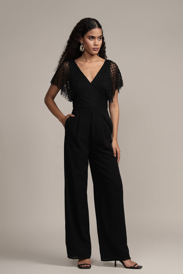 lace & beads Laura Jumpsuit in Black