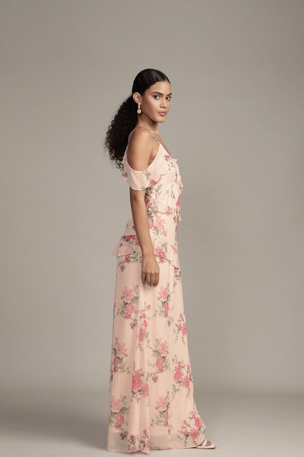 Lace & Beads Leighton Maxi Dress In Floral Print