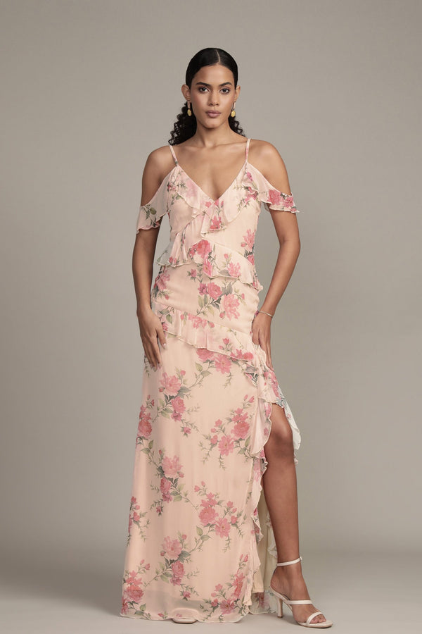 lace & beads Leighton Maxi Dress in Floral Print