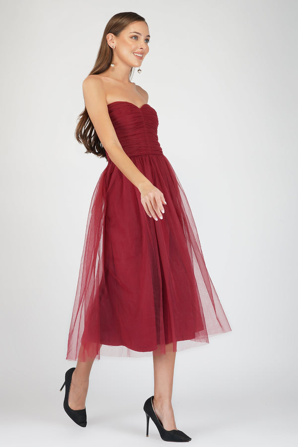 Lace & Beads Litzy Midi In Burgundy