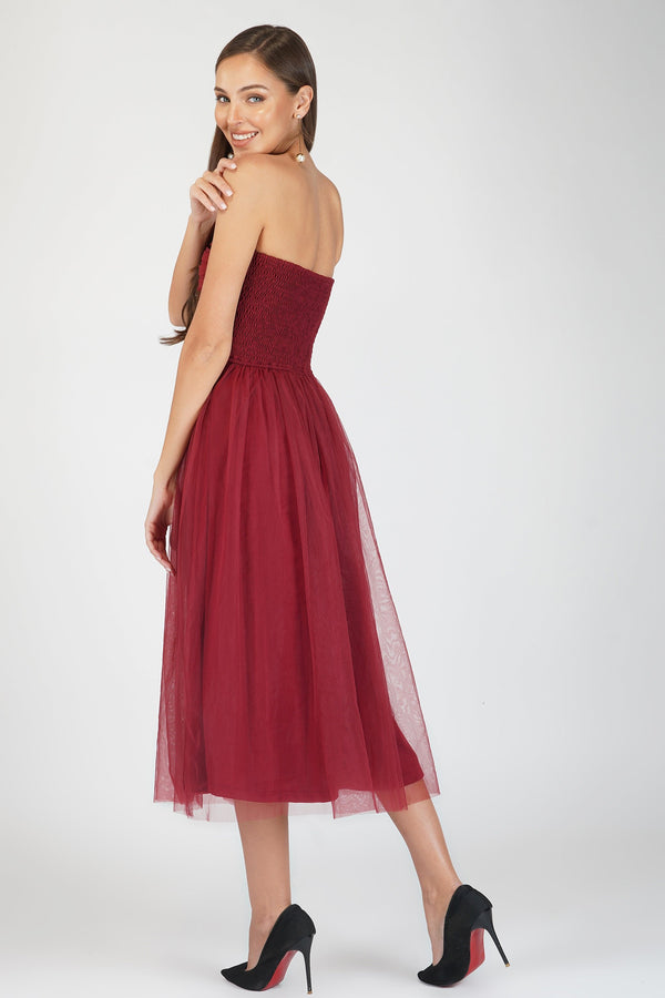 Lace & Beads Litzy Midi In Burgundy