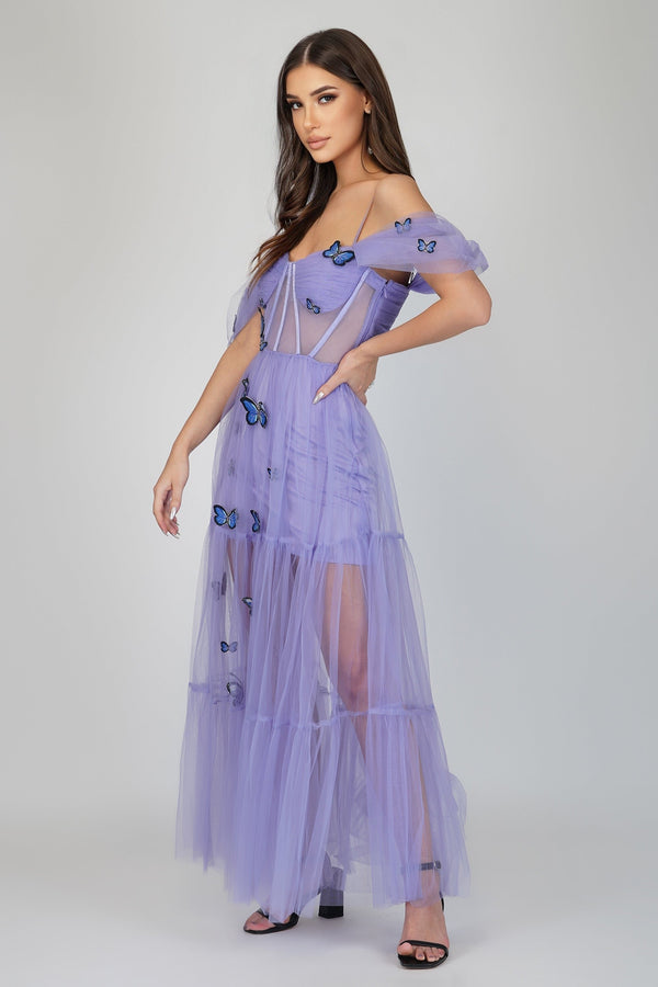 Lace & Beads Lottie Purple Butterfly Dress