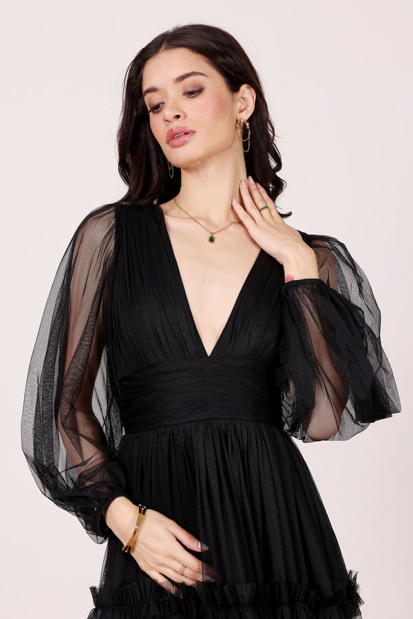 Lace & Beads Lydia Maxi Dress In Black