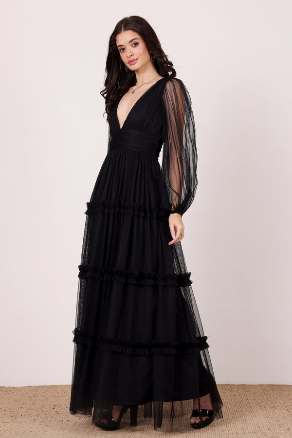 lace & beads Lydia Maxi Dress in Black