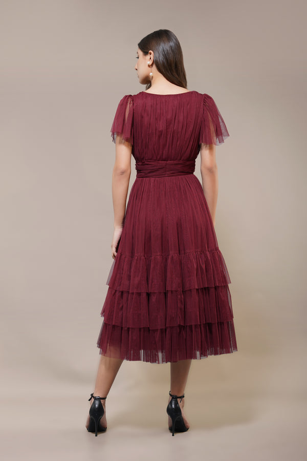 Lace & Beads Madison Burgundy Bridesmaid Dress