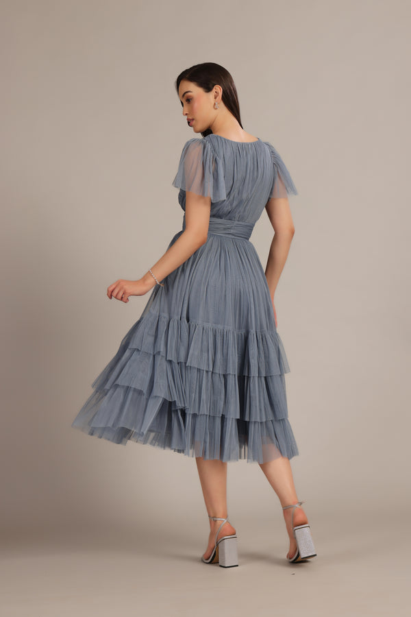 Lace & Beads Madison Dusty Blue Bridesmaid Dress