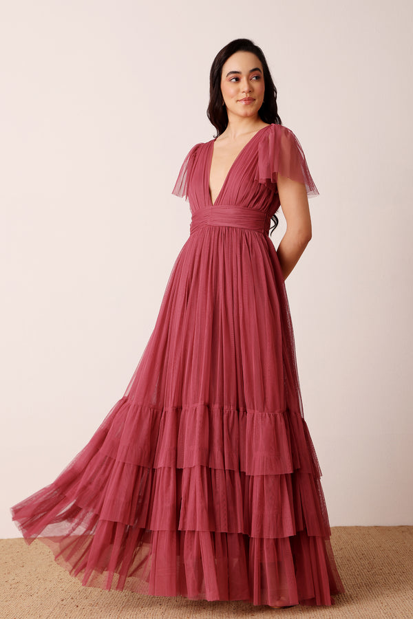 Lace & Beads Madison Maxi Dress In Orchid