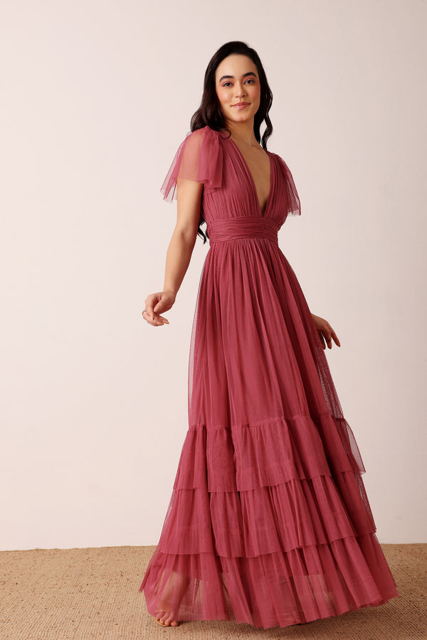 lace & beads Madison Maxi Dress in Orchid