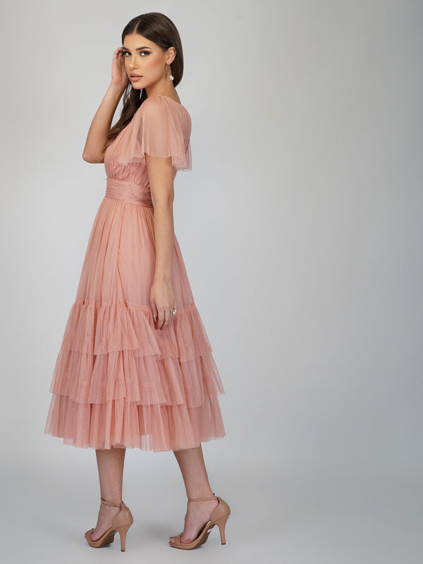Lace & Beads Madison Pink Tulle Bridesmaid Dress