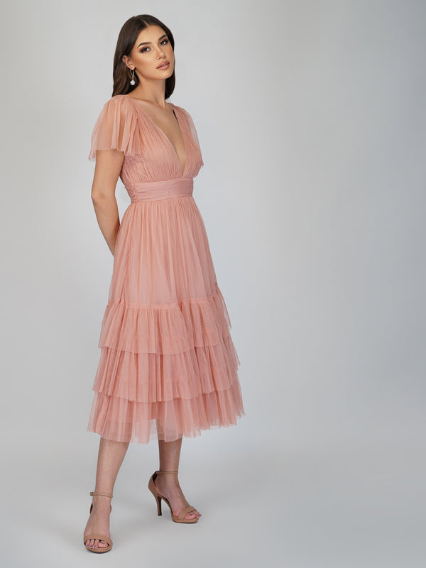 Lace & Beads Madison Pink Tulle Bridesmaid Dress