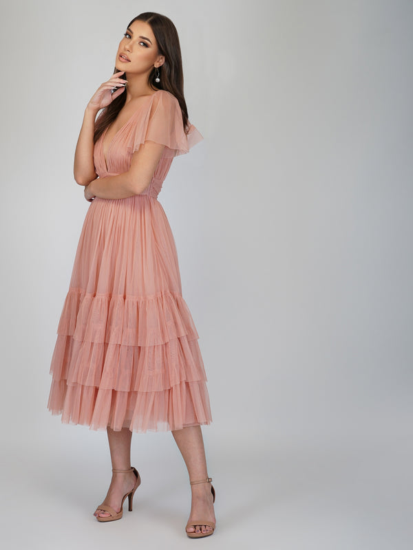 Lace & Beads Madison Pink Tulle Bridesmaid Dress