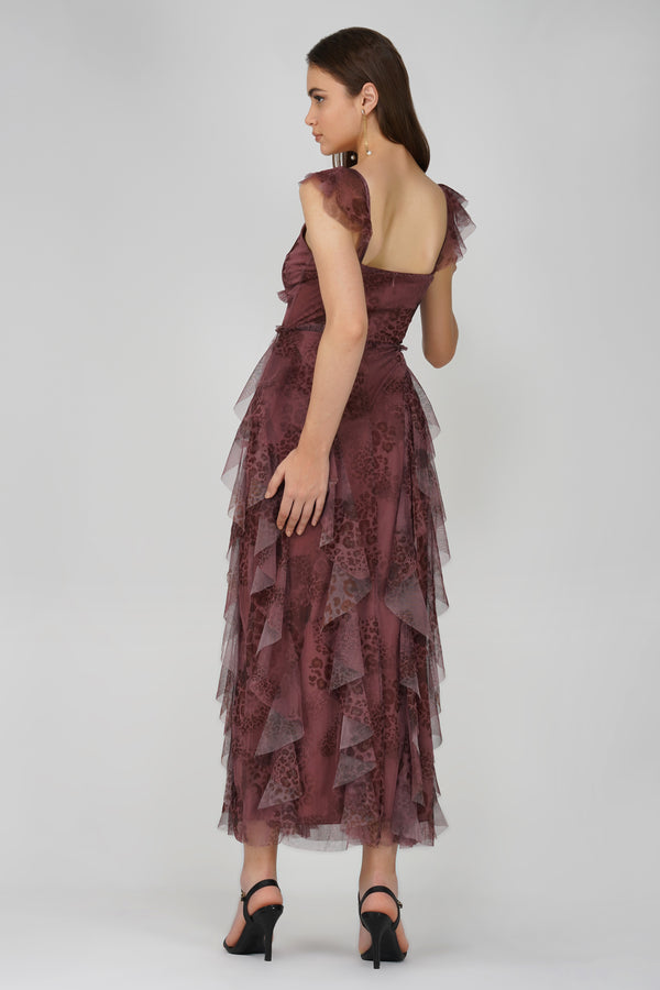 Lace & Beads Malin Maxi Dress In Leopard Print