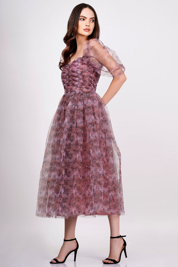 Lace & Beads Melbourne Floral Tulle Midi Dress