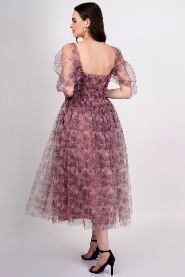 Lace & Beads Melbourne Floral Tulle Midi Dress