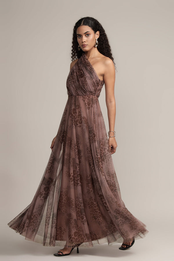 Lace & Beads Naiara Maxi Dress In Leopard Print