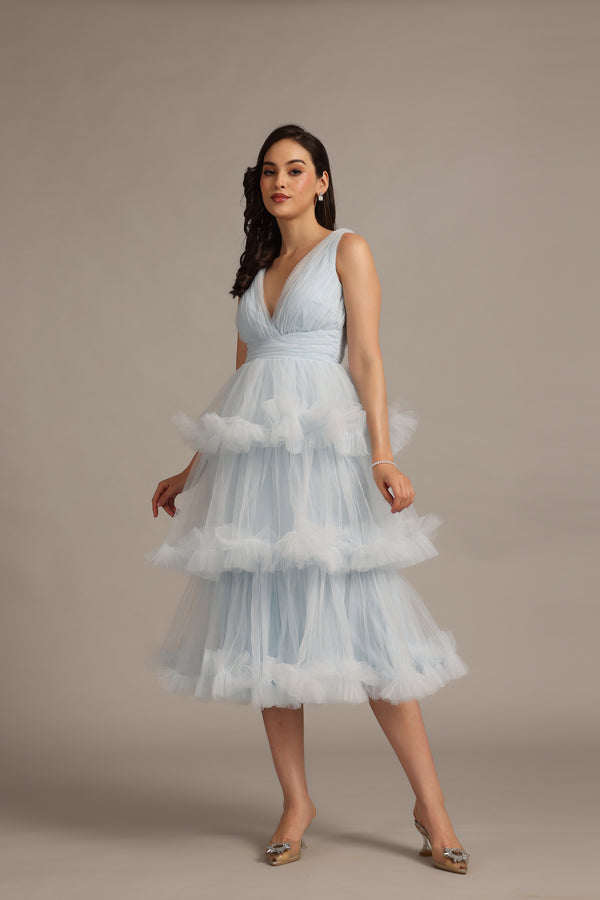 Lace & Beads Neddin Midaxi In Powder Blue