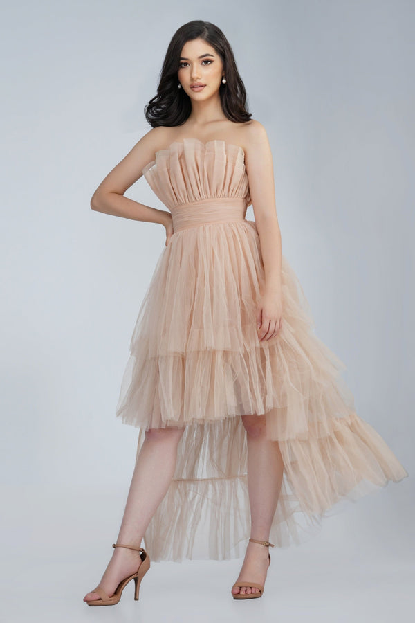 Lace & Beads Nelita Maxi Dress In Neutral