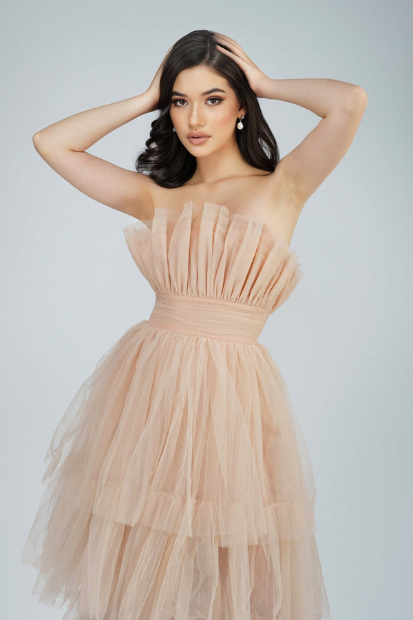 lace & beads Nelita Maxi Dress in Neutral