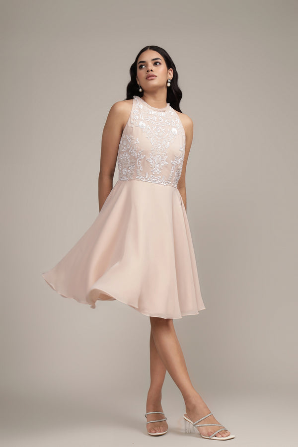 Lace & Beads Nella Mini Dress In Vanilla Ice