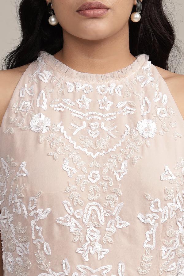 Lace & Beads Nella Mini Dress In Vanilla Ice