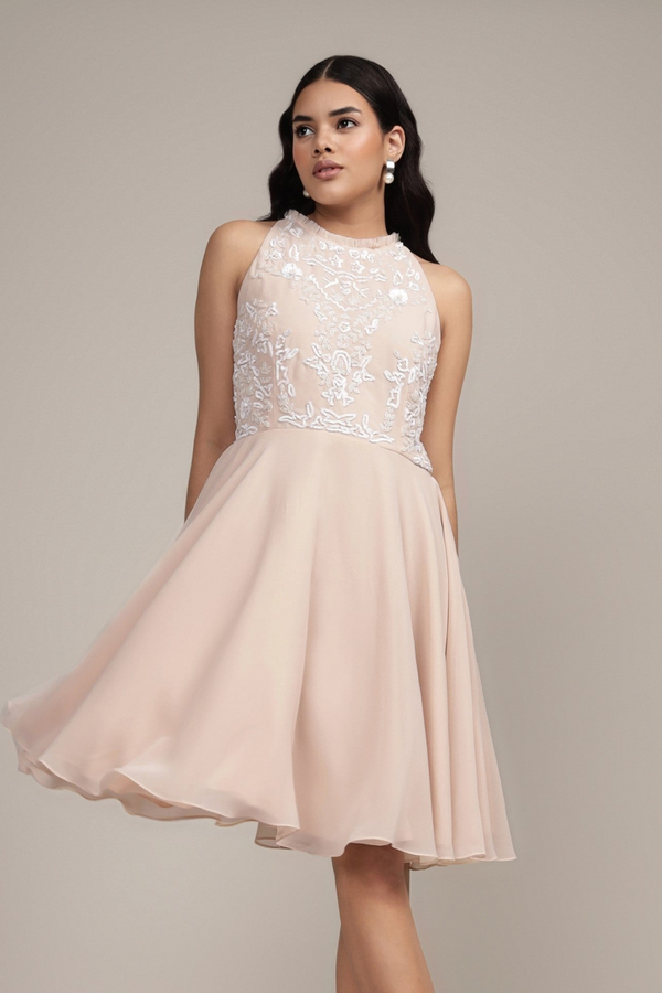 lace & beads Nella Mini Dress in Vanilla Ice