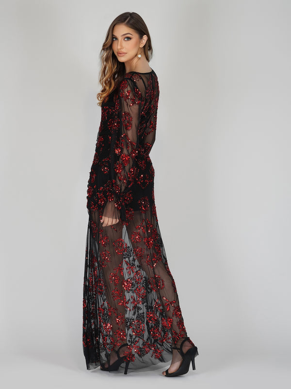 Lace & Beads Nerissa Rose Embellished Maxi Dress