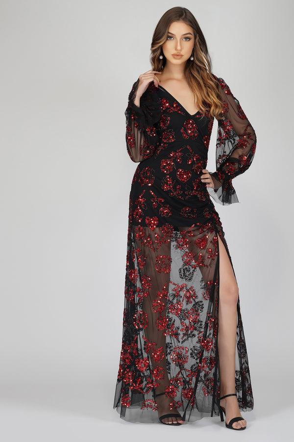 lace & beads Nerissa Rose Embellished Maxi Dress