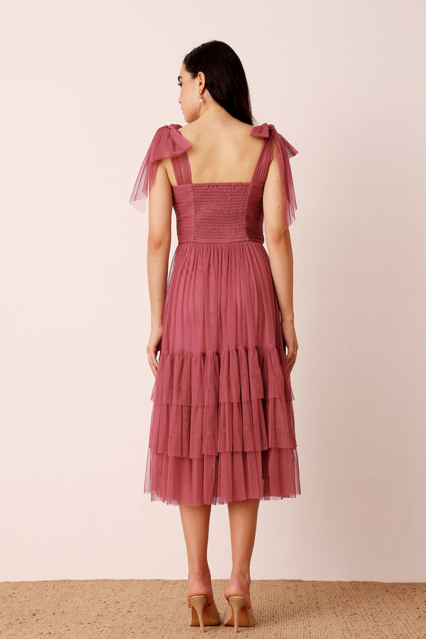 Lace & Beads Ollie Midi Dress In Orchid