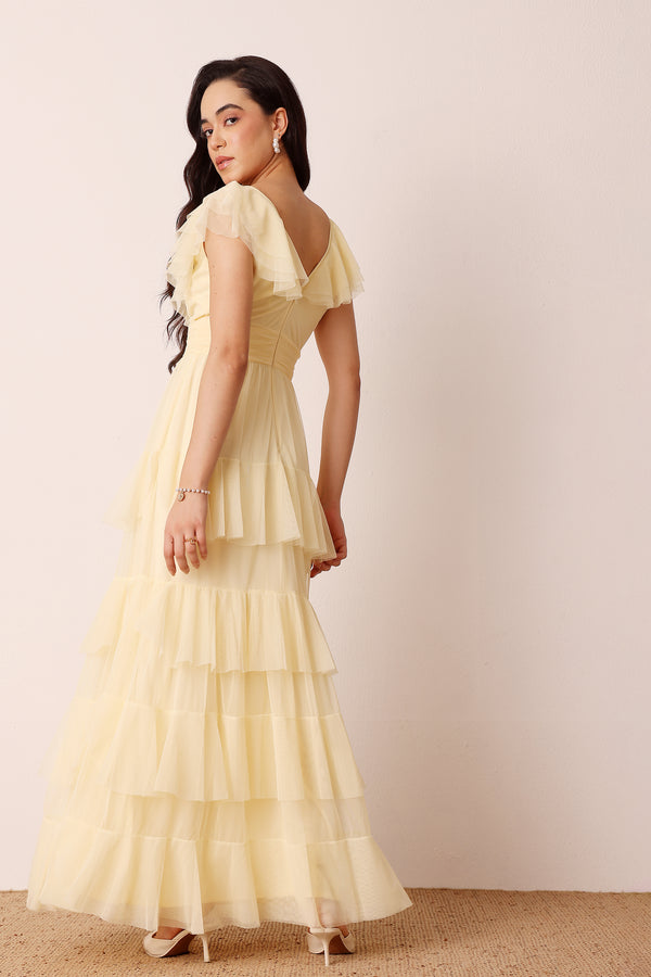 Lace & Beads Olympia Maxi Dress In Buttercup