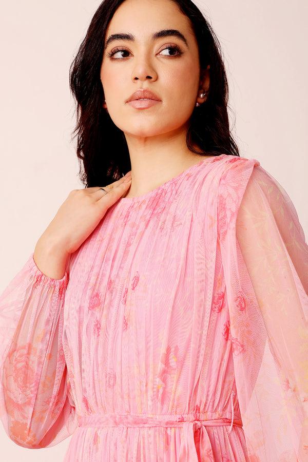 Lace & Beads Rebecca Maxi Dress In Pink Floral