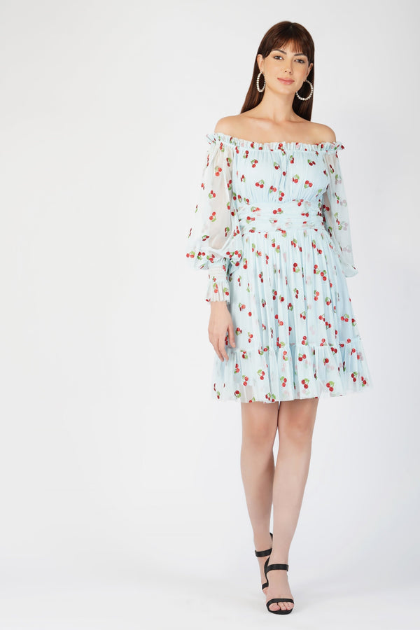 Lace & Beads Robin Glitter Cherry Print Dress