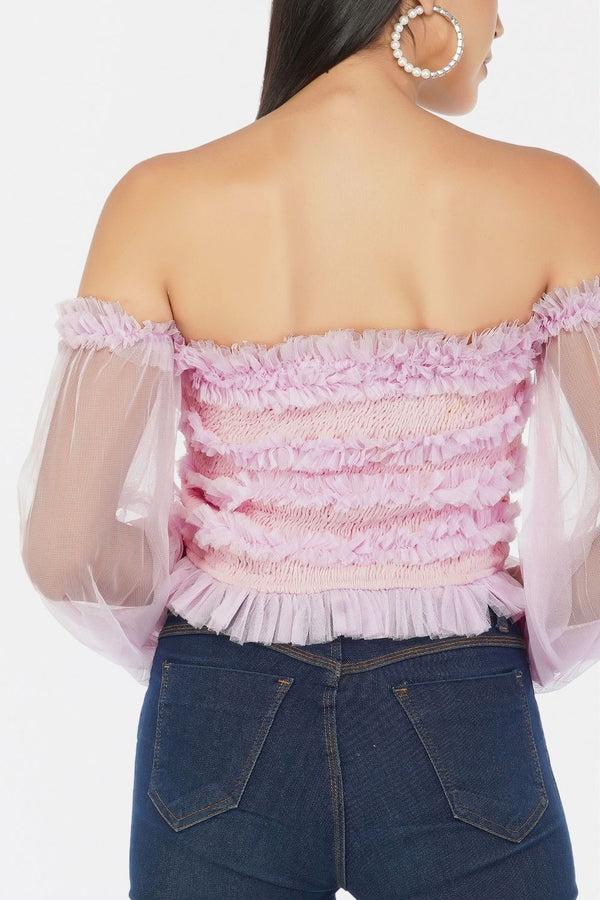 Lace & Beads Rolf Top In Light Pink