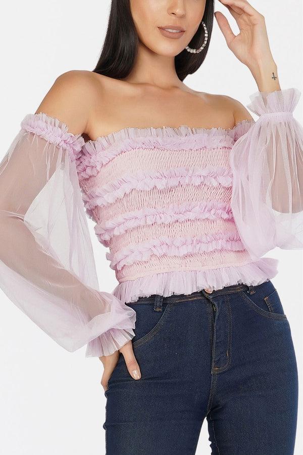 lace & beads Rolf Top in Light Pink
