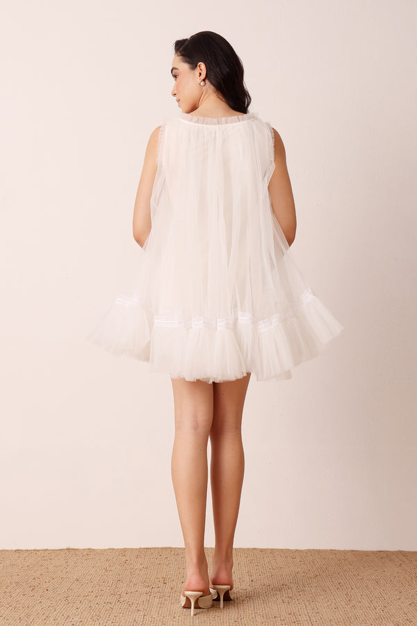 Lace & Beads Sadie Mini Dress In Buttercream